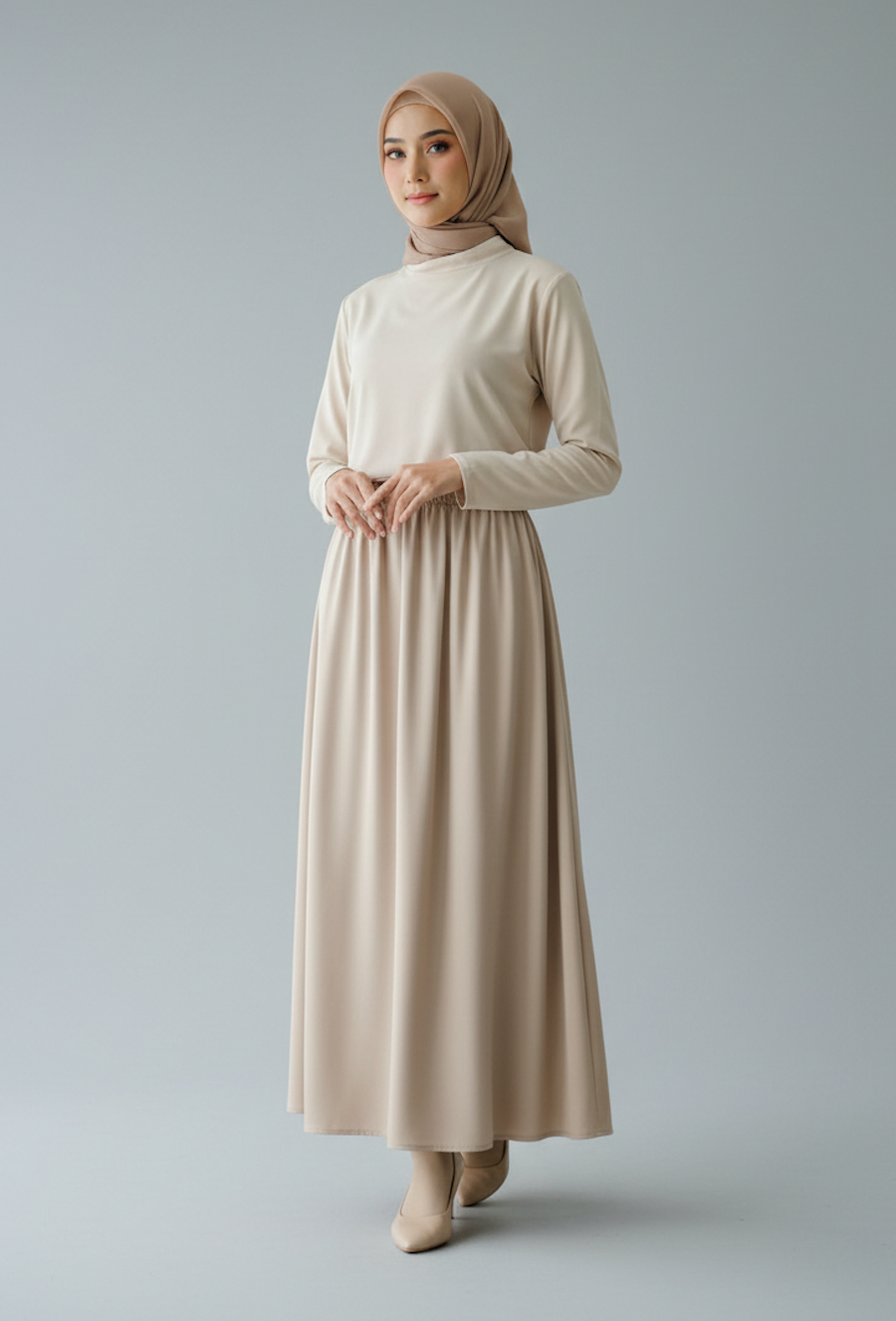 Raffida Zara Satin Flare Skirt In Champagne