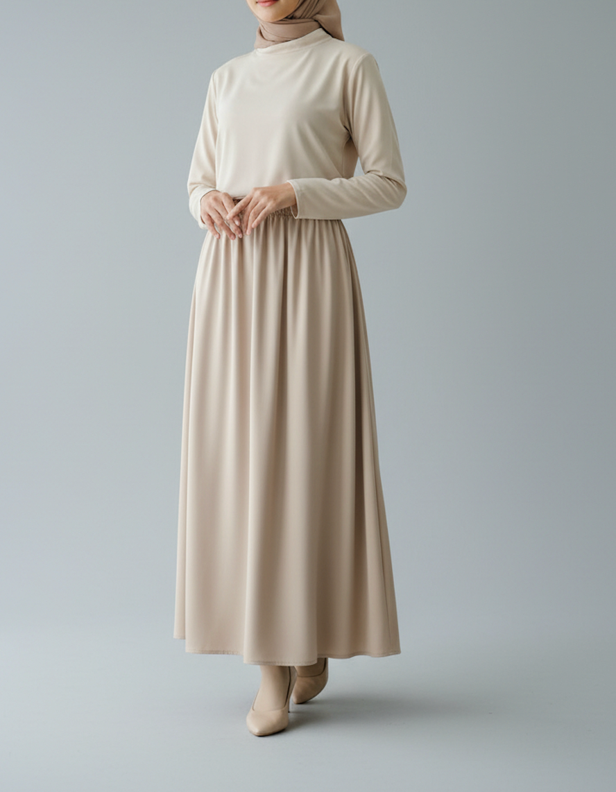 Raffida Zara Satin Flare Skirt In Champagne