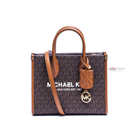 Michael Kors Mirella Small Tote In Monogram Brown