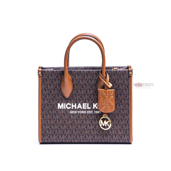 Michael Kors Mirella Small Tote In Monogram Brown