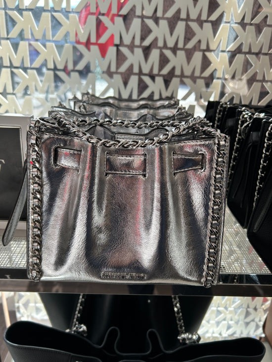 Load image into Gallery viewer, Michael Kors Mina Small Crossbody In Metallic Silver (Pre-Order)
