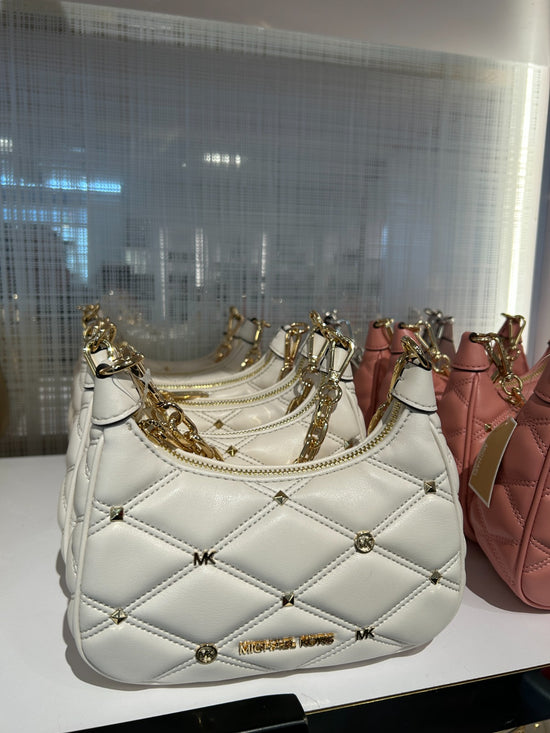 Load image into Gallery viewer, Michael Kors Cora Mini Quilted Zip Pouchette In Lt Cream (Pre-Order)

