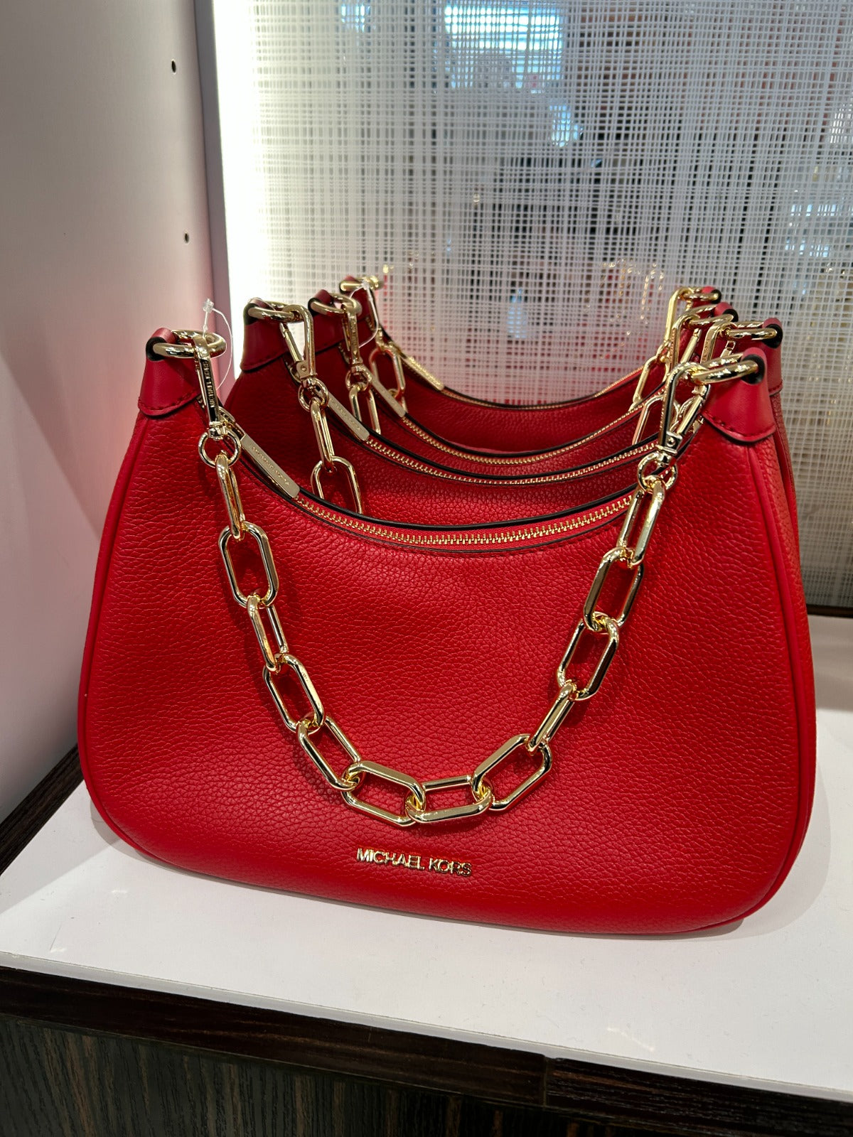 Michael Kors Cora Large Zip Pouchette In Bright Red