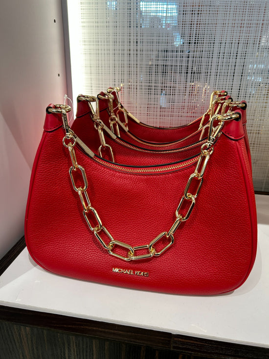 Load image into Gallery viewer, Michael Kors Cora Large Zip Pouchette In Bright Red (pre-Order)
