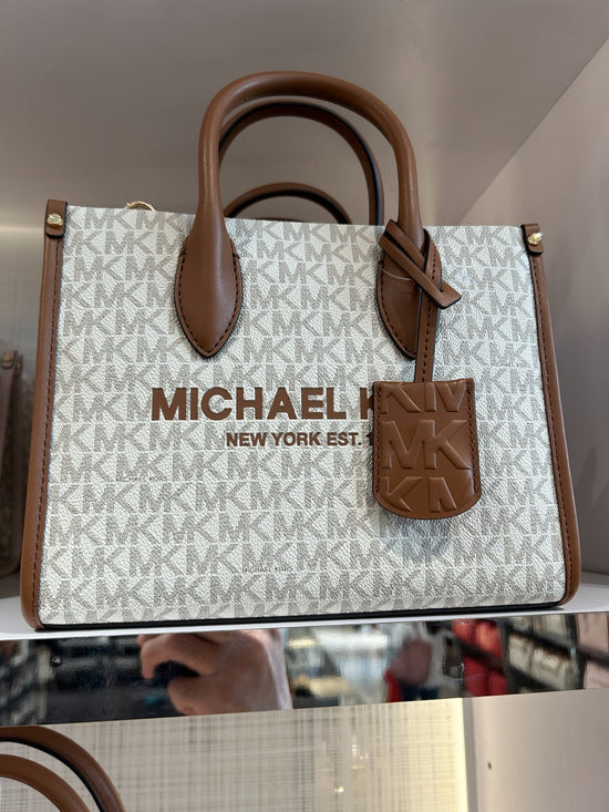 Michael Kors Mirella Small Signature Logo Tote In Vanilla Multi