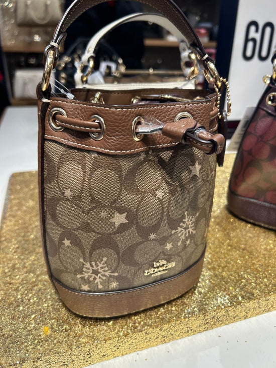 Coach Dempsey Drawstring Bucket Bag 15 In Signature Canvas With Star A