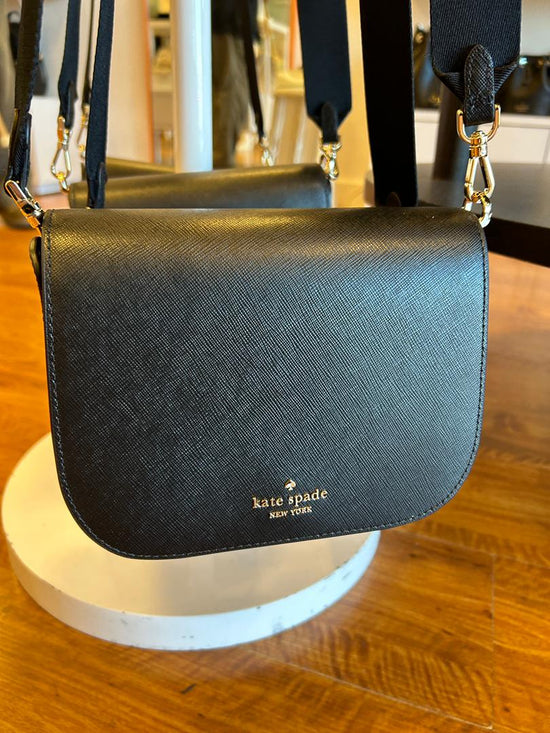 Kate Spade Madison Saffiano Leather Saddle Bag In Black