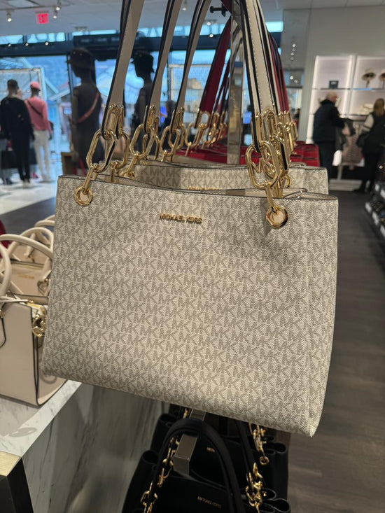 Michael Kors Trisha Shoulder Bag Large Logo In Monogram Lt Cream (Pre-order)