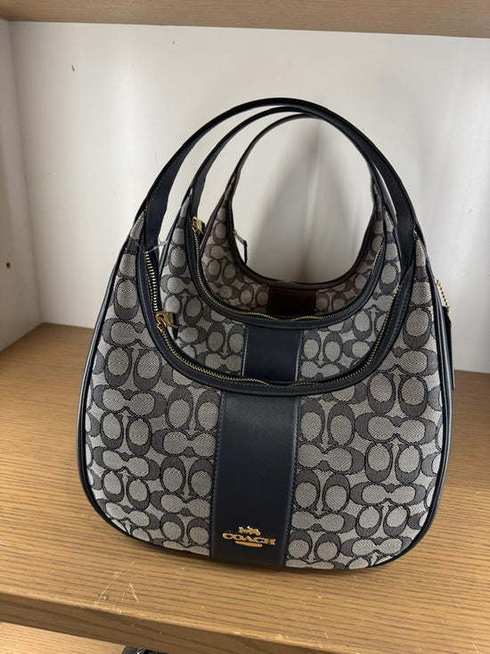 Coach Carmen Shoulder Bag In Signature Jacquard Midnight Navy