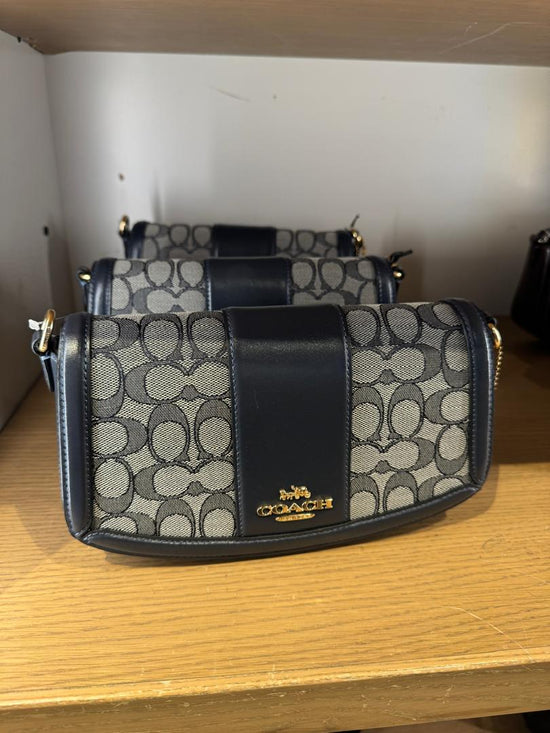 Coach Andrea Shoulder Bag In Signature Jacquard Midnight Navy