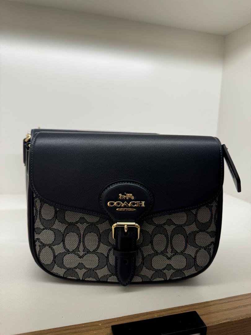 Coach Amelia Saddle Bag In Signature Jacquard Midnight Navy