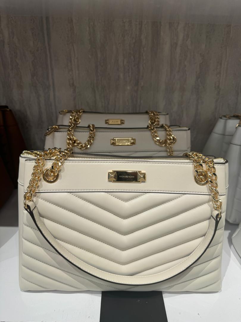 Michael Kors Whitney Medium Chain Shoulder Tote In Lt Cream (Pre-Order)