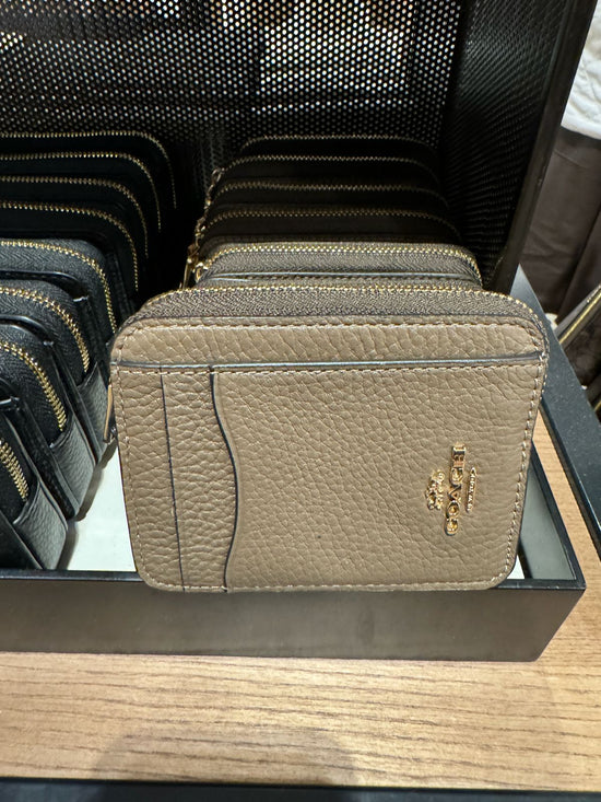 Coach Zip Card Case In Gold Dark Stone (Pre-Order)