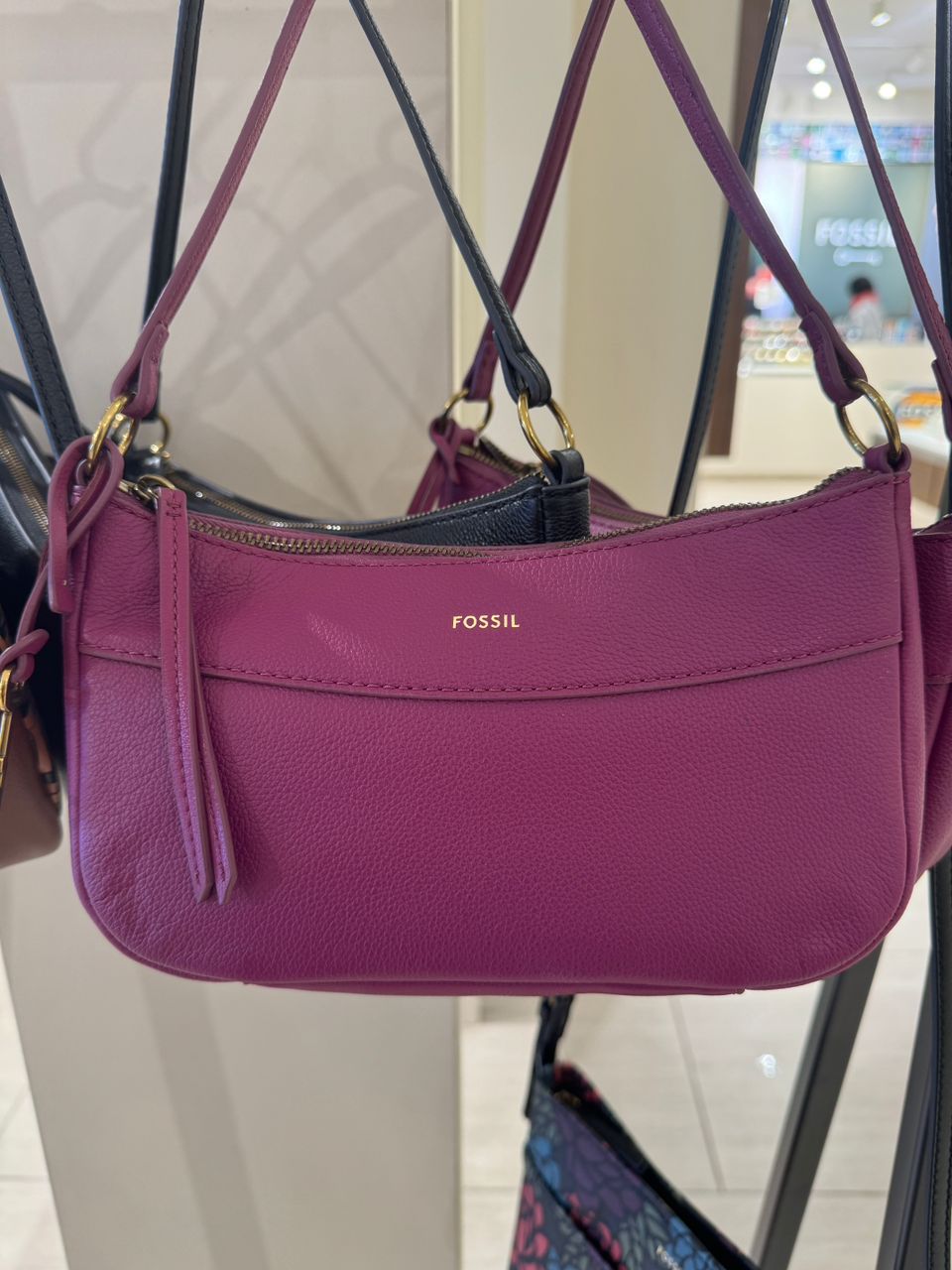 Fossil Skylar Baguette In Pink Sapphire Colors Black (Incoming stock)