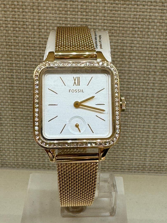 Fossil Women Colleen Three-Hand Gold-Tone Stainless Steel Mesh Watch Bq3972 (Pre-Order)