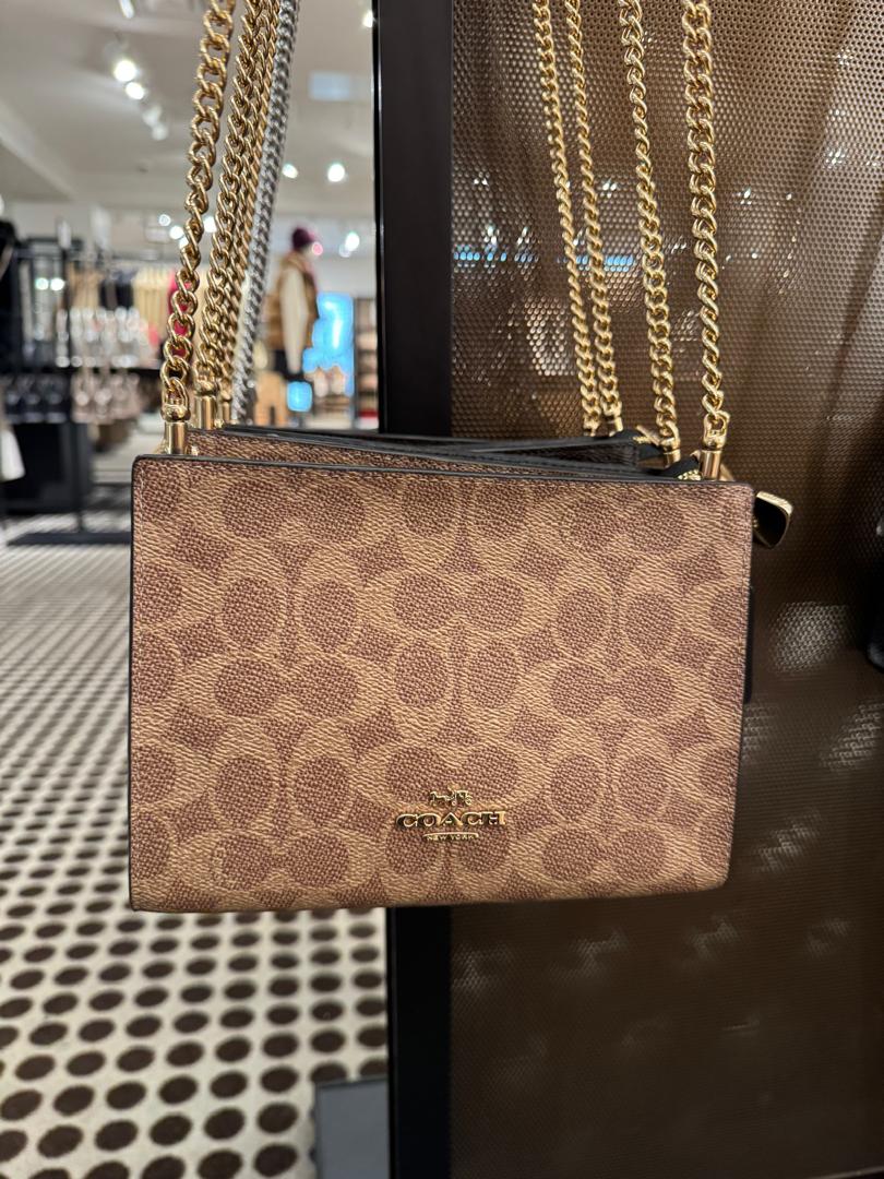 Coach Slim Crossbody In Signature Gold Tan Black (Pre-Order)