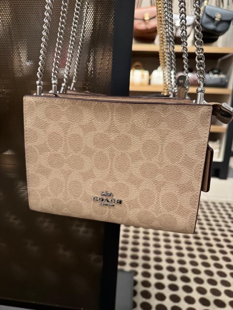 Coach Slim Crossbody In Signature Silver Sand Taupe (Pre-Order)