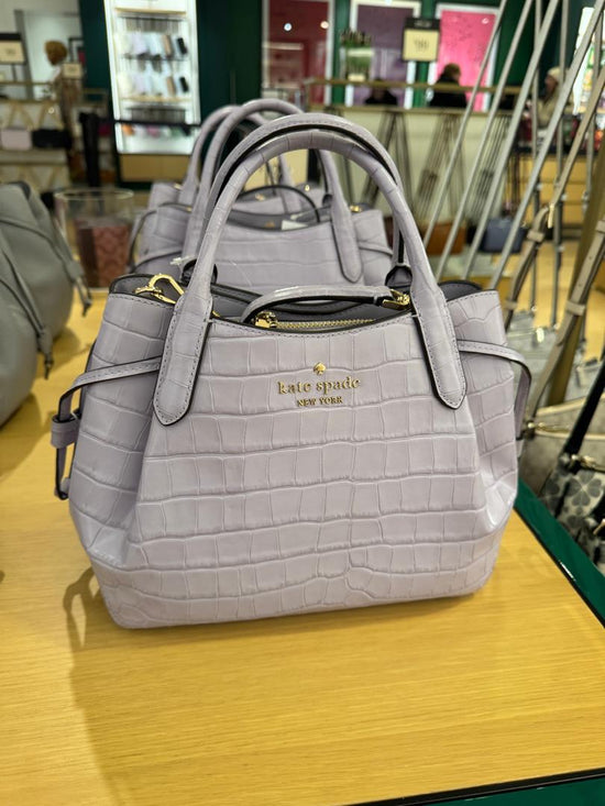 Kate Spade Dumpling Croc Embossed Small Satchel In Lavender Cream (Pre-Order)