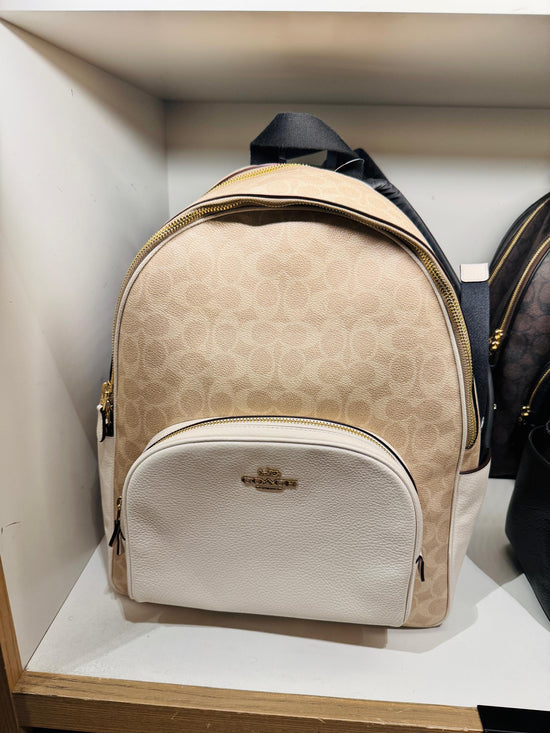 Coach Large Court Backpack In Signature Gold Sand Chalk (Pre-Order)