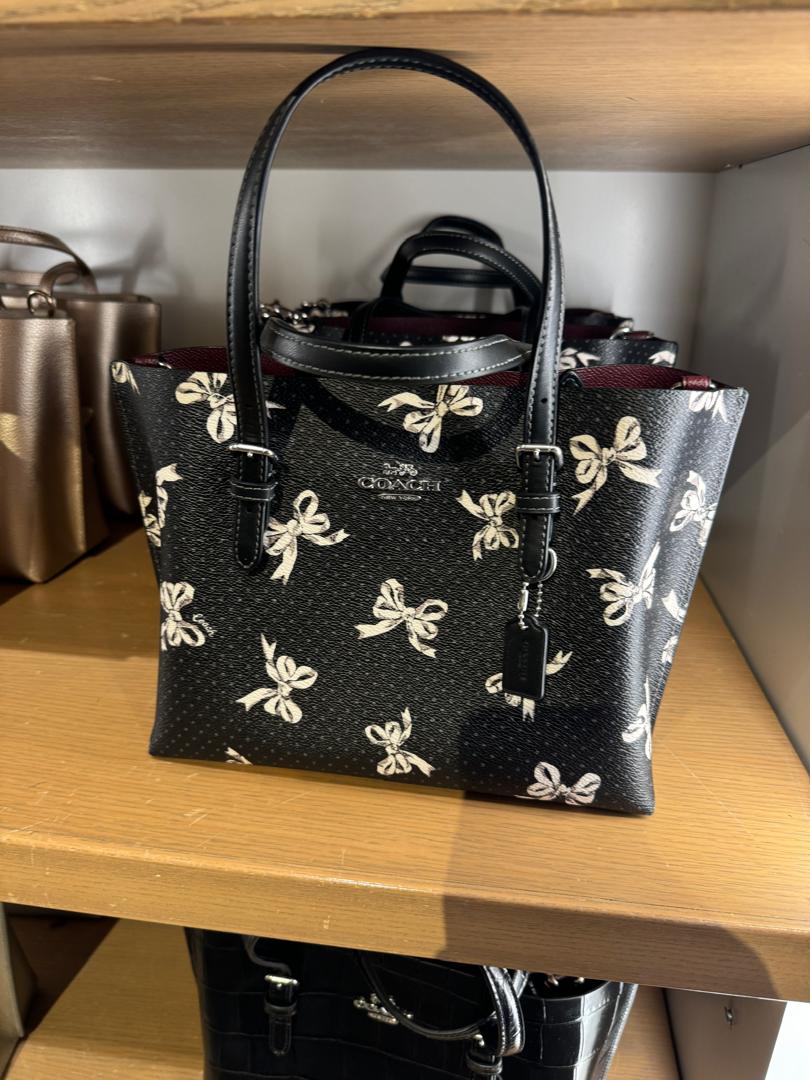 Coach Mollie Tote Bag 25 In Signature Canvas With Bow Print In Black Multi (Pre-Order)