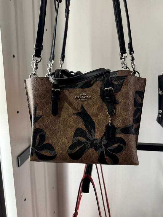 Coach Mollie Tote Bag 25 In Signature Canvas With Bow Print In Tan Black Multi (Pre-Order)