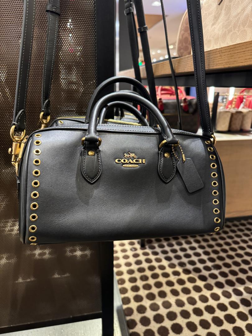 Coach Rowan Long Satchel Bag With Grommets In Brass Black (Pre-Order)