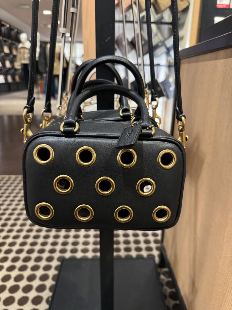 Coach Satchel Crossbody Bag With Grommets In Brass Black (Pre-Order)