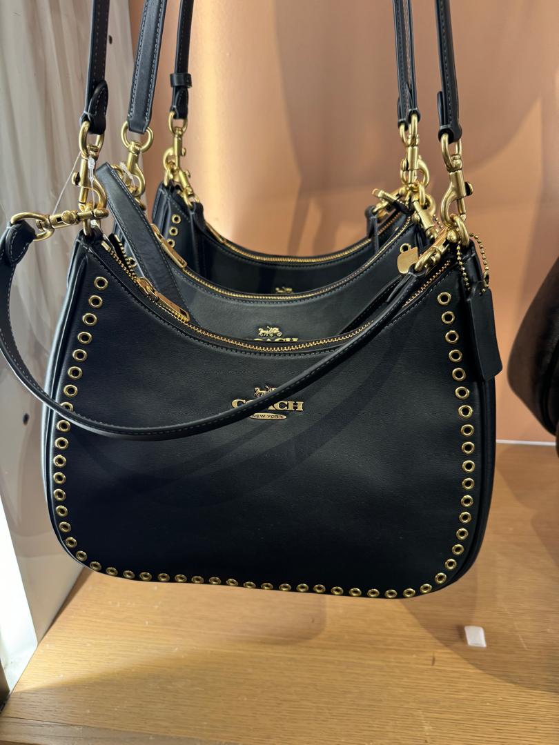 Coach Teri Hobo Bag With Grommets In Black (Pre-Order)