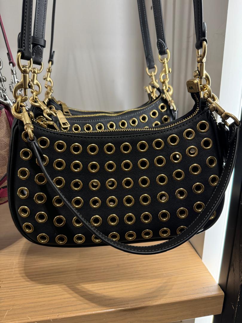 Coach Teri Shoulder Bag With Grommets In Brass Black (Pre-Order)