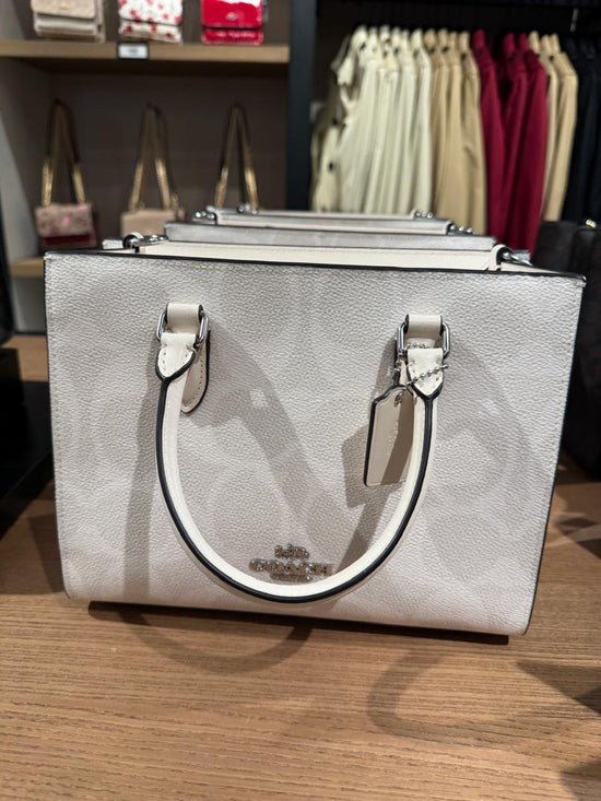 Coach Maggie Small Tote Bag In Blocked Signature White Chalk (Pre-order)