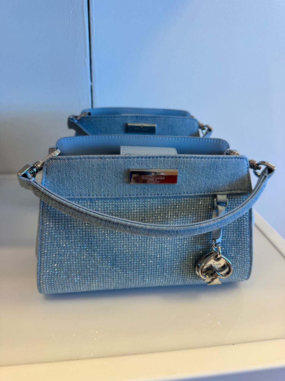 Kate Spade Madison Studded Denim Small Top Handle Satchel In Blue Multicolor (Pre-Order)