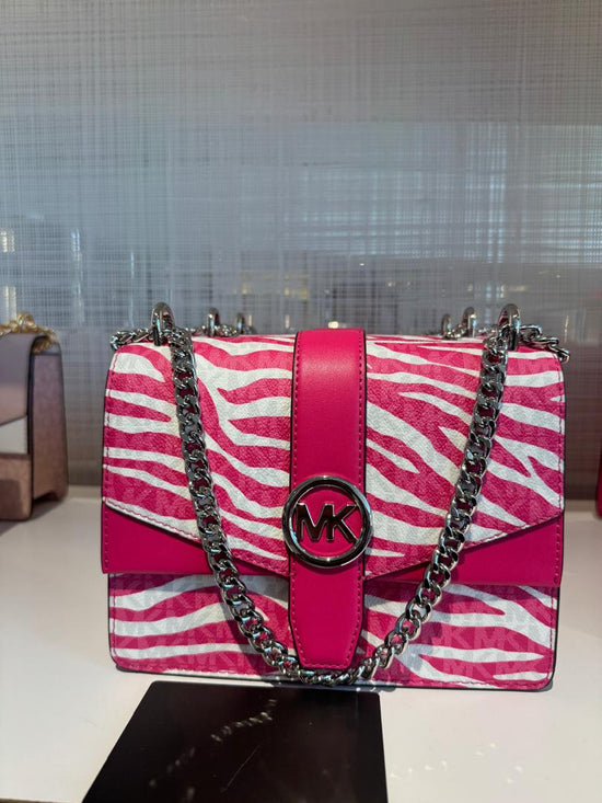 Michael Kors Greenwich Small Animal Print Logo Crossbody Bag In Dragonfruit (Pre-Order)