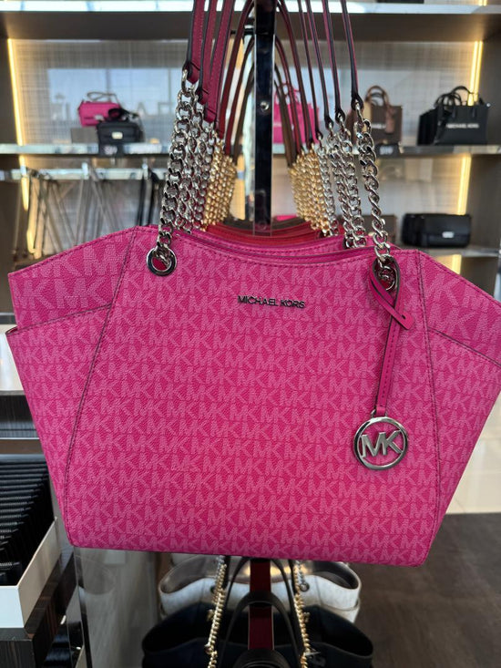 Michael Kors Jet Set Large Chain Shoulder Tote Bag In Monogram Dragonfruit (Pre-Order)