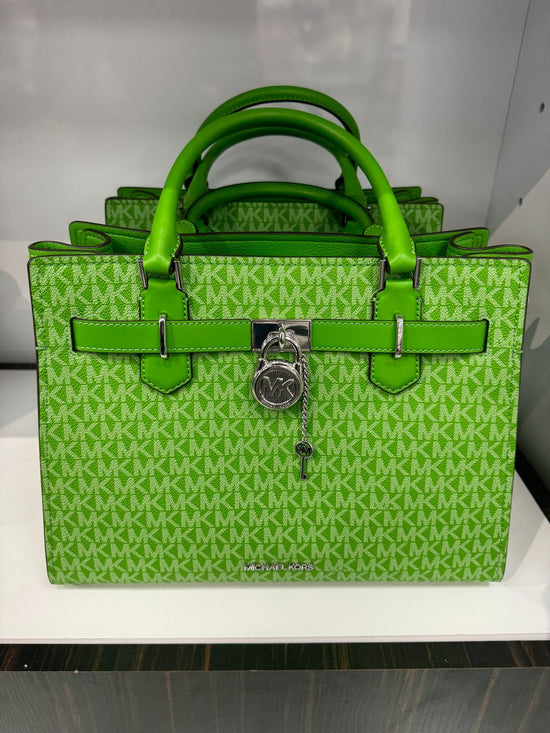 Michael Kors Hamilton Medium Signature Logo Satchel In Jungle Green (Pre-Order)