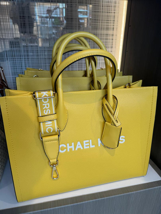 Michael Kors Mirella Medium Pebbled Leather Tote Bag In Daisy Yellow (Pre-Order)