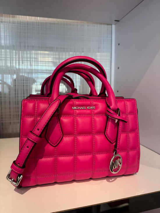 Michael Kors Sheila Small Quilted Satchel In Dragonfruit (Pre-Order)