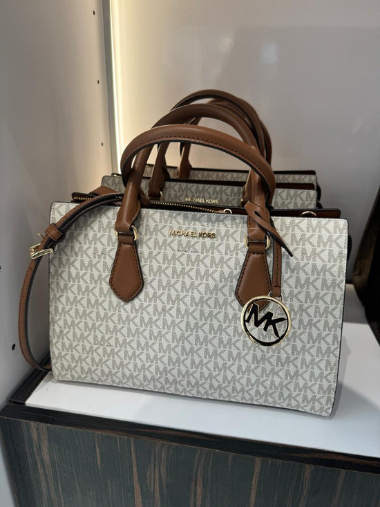 Michael Kors Sheila Medium Satchel In Monogram Vanilla (Pre-Order)