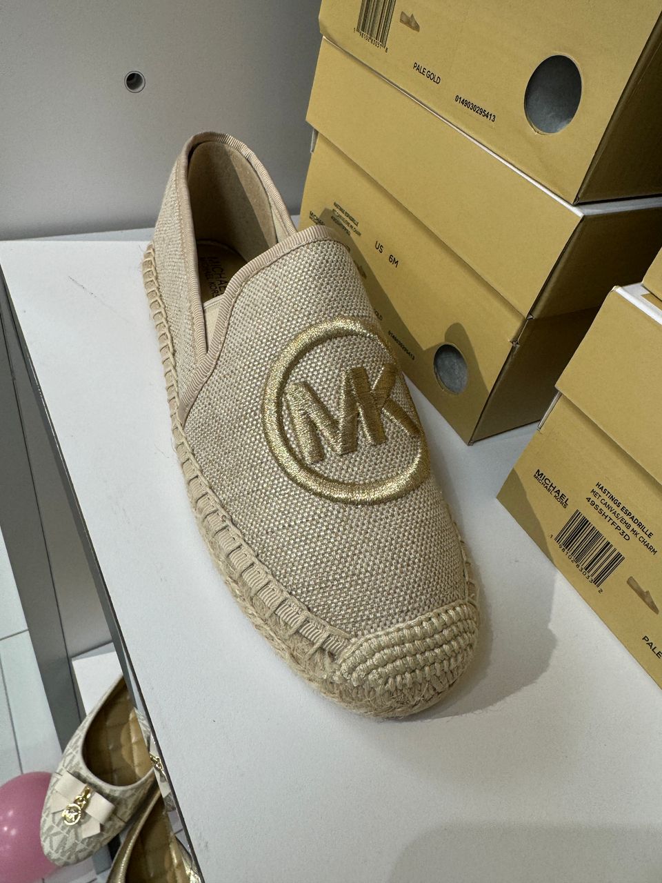 Michael Kors Hastings Two-Tone Cotton Blend Canvas Espadrille In Pale Gold (Pre-Order)