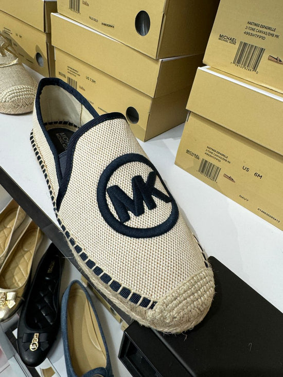 Michael Kors Hastings Two-Tone Cotton Blend Canvas Espadrille In Navy (Pre-Order)