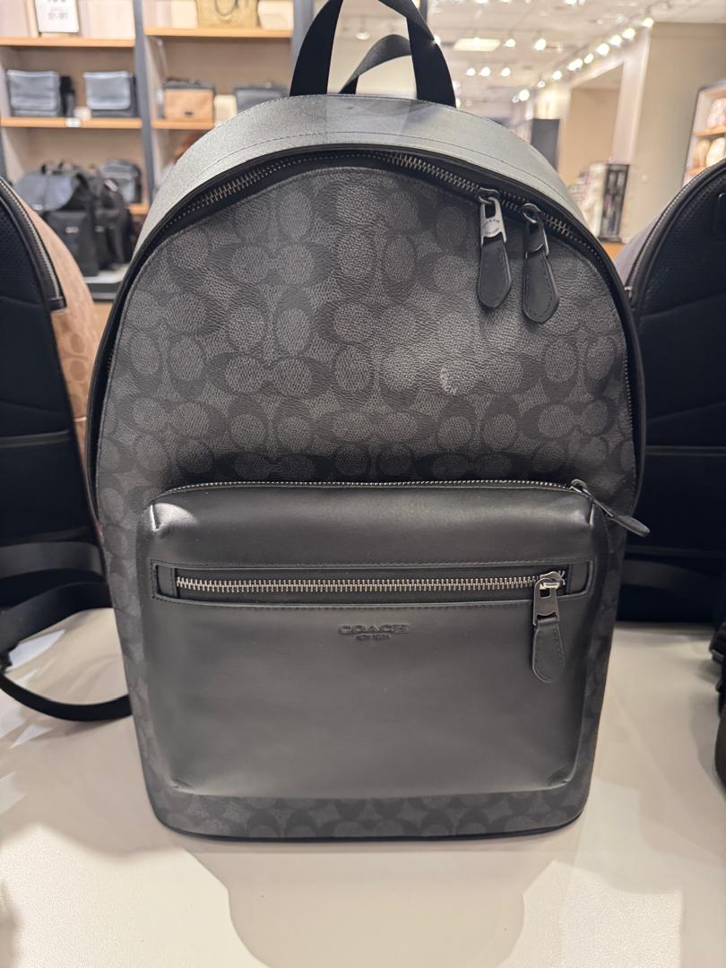 Coach Men West Backpack In Signature Charcoal Black (Pre-Order)