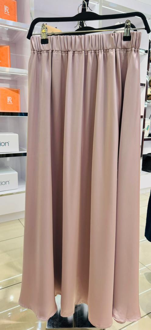 Raffida Zara Satin Flare Skirt In Dusty Pink