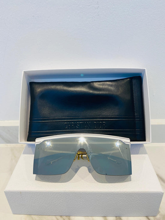 Preloved COMPLETE SET Excellent Condition Dior DiorClub M1U Shield Mask Sunglasses Silver Mirror