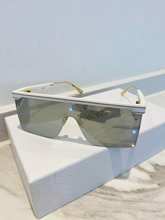 Preloved COMPLETE SET Excellent Condition Dior DiorClub M1U Shield Mask Sunglasses Silver Mirror