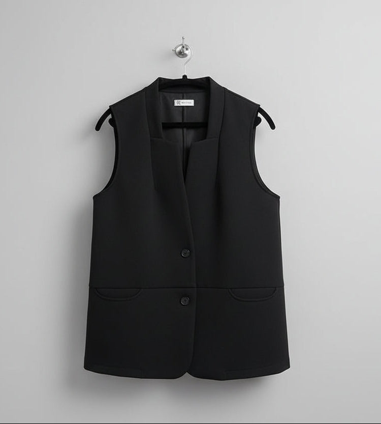 Raffida Emma Sleeveless Vest In Black