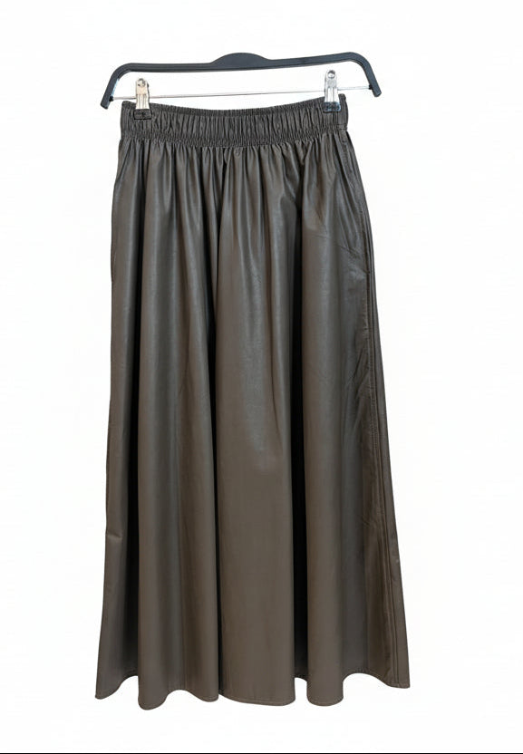 Raffida Christie Faux Leather Skirt In Brown