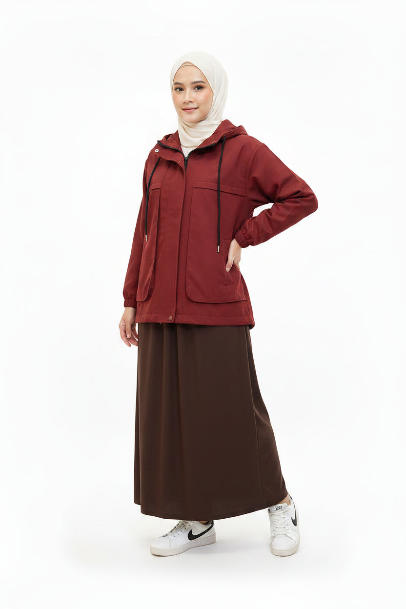 Raffida Alexa Utility Jacket In Maroon