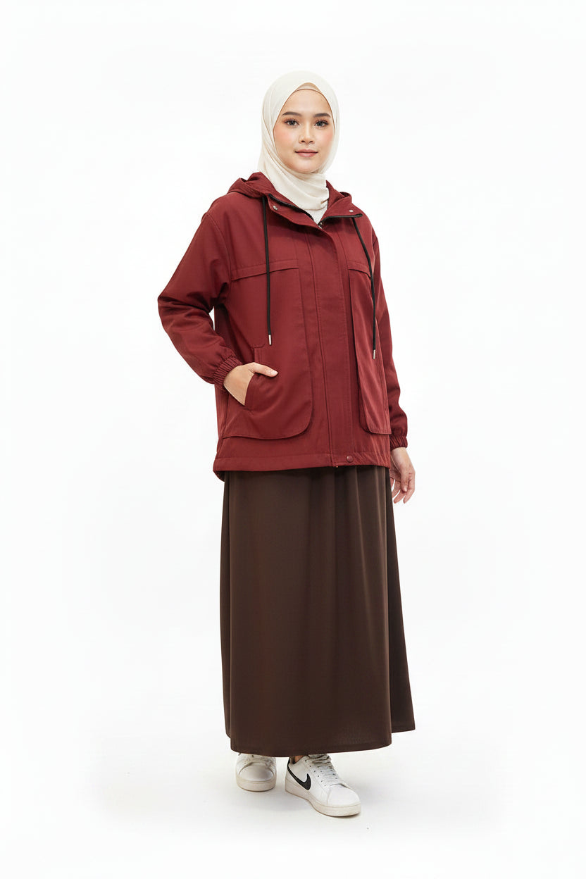 Raffida Alexa Utility Jacket In Maroon