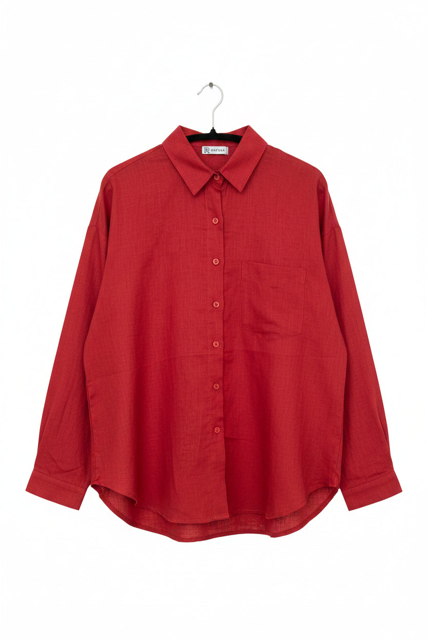 Raffida Amber Linen In Chili Red