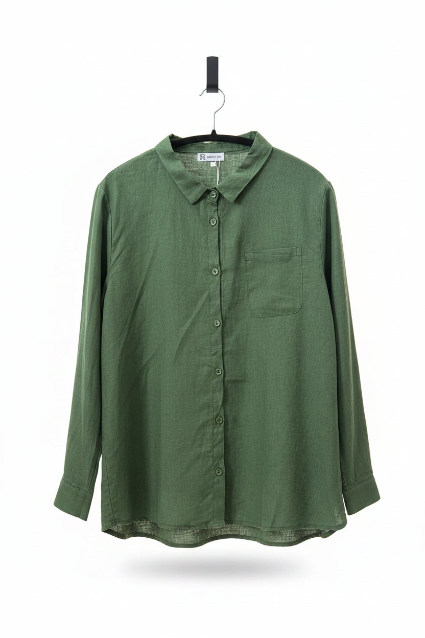 Raffida Jasmine Linen In Emerald Green