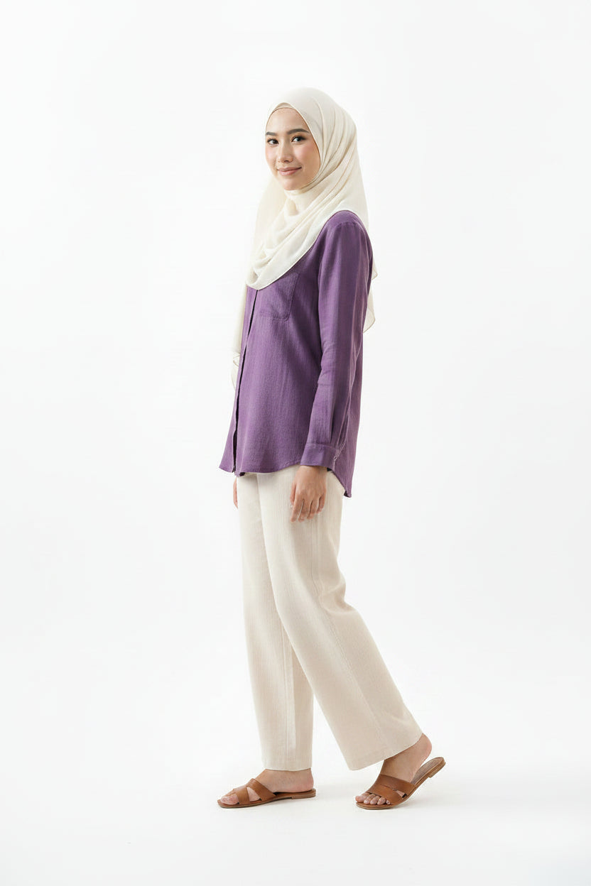 Raffida Jasmine Linen In Plum Purple